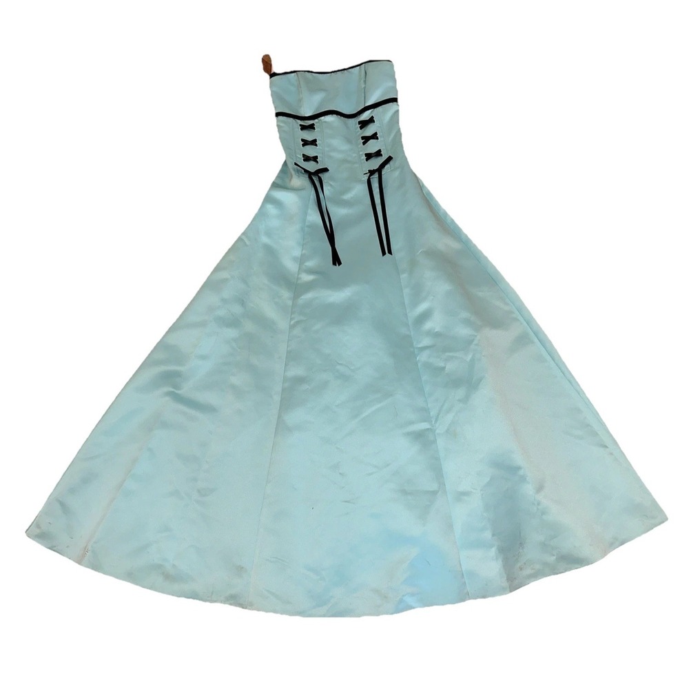Jessica McClintock Gunne Sax Dress Gown Blue 1/2 90's Vintage Strapless